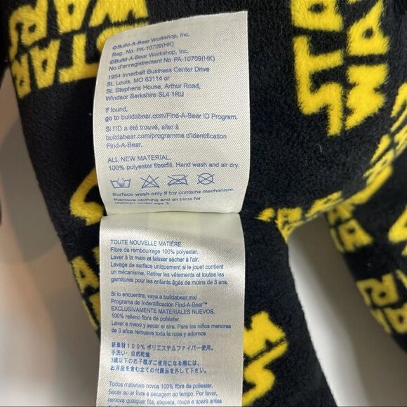 Build-A-Bear Star Wars All-Over Print Teddy Bear - Black Blue & Yellow Retired - Picture 7 of 9